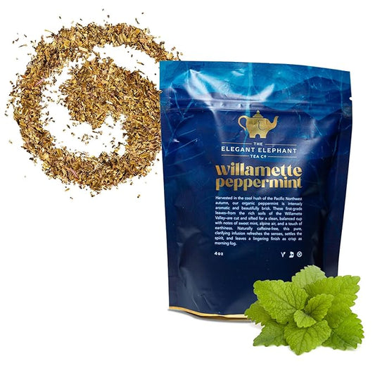 Willamette Peppermint Tea, Organic Loose Leaf Mint Herbal Tea – Soothing, Caffeine-Free – Refreshing Hot or Iced