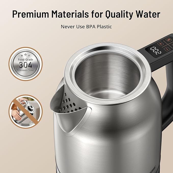 Electric Kettle Temperature Control, 1.7L 1500W Electric Tea Kettle with 13 Temperature Settings, Strix Thermostat, LED Display&Touch Control
