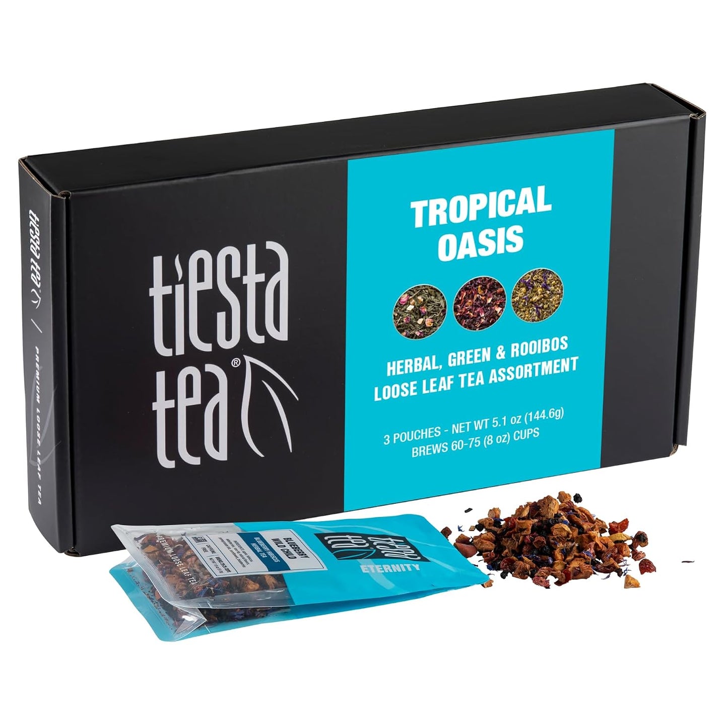 Tiesta Tea - Loose Leaf Fruity Tea Gift Box, Medium Caffeinated Assorted Blends, 3 Pouches for Hot & Iced Tea Variety Pack, Fruity Paradise