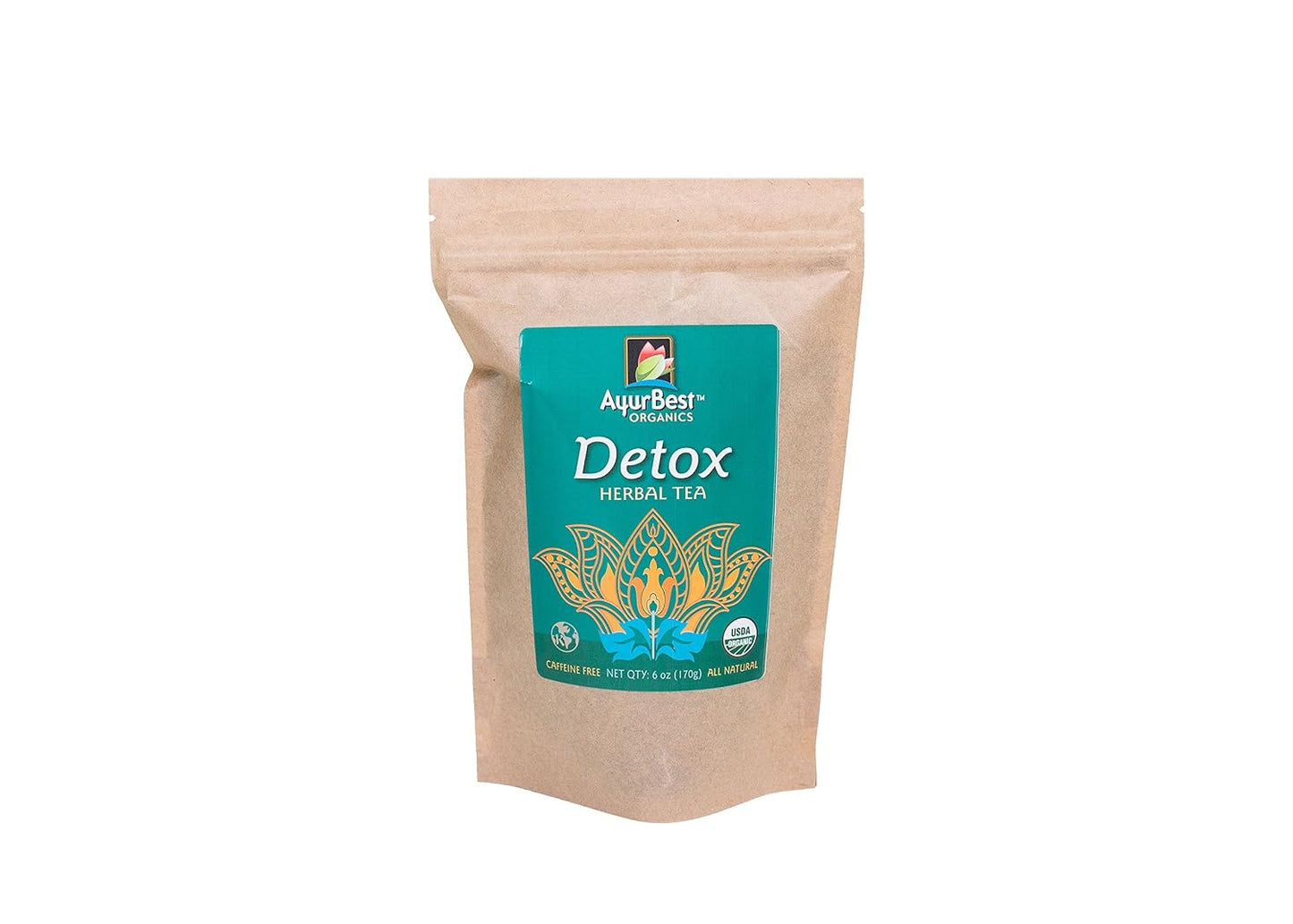 AyurBest Detox Herbal Tea USDA Certified Organic, Net Wt. 4 oz (114g), Loose Tea with Raw Dandelion, Echinacea & Tulsi