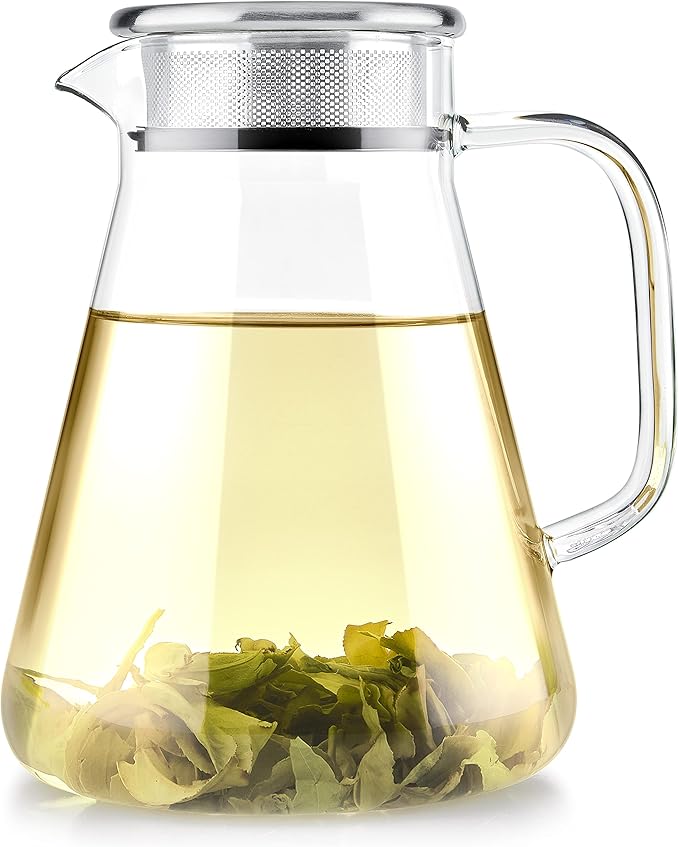 Teabloom One-Touch Tea Maker, 2-in-1 Teapot and Kettle with Stainless Steel Filter Lid for Loose Tea