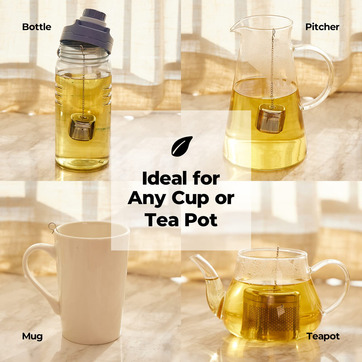 Reinmoson 2 Pack 304 Stainless Steel Tea Infuser for Loose Leaf Tea