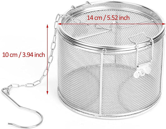 Tea Strainers for Loose Tea, Stainless Steel Seasoning Strainer | Sliver 5.52x3.94in, Tea Mesh Infuser with Chain Hook, Soup Seasonings Separation Basket Filter Tea Steeper for Brew Tea