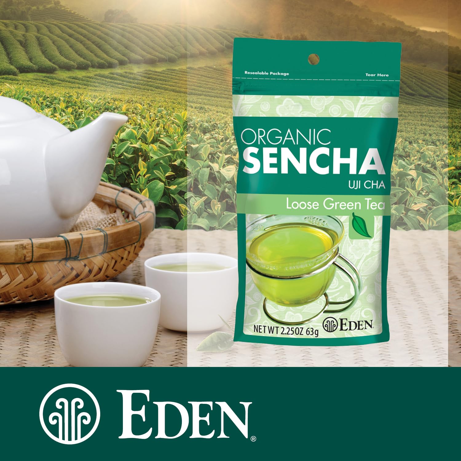 Eden Organic Japanese Sencha | Loose Leaf Green Tea | Highest Grade Uji Cha | Spring Leaves | 2.25 oz