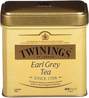 Twinings Earl Grey Loose Tea Tins, 7.05 Ounce Tins (Pack of 1), Smooth, Flavourful, Robust Black Tea Leaves, Caffeinated, Enjoy Hot or Iced
