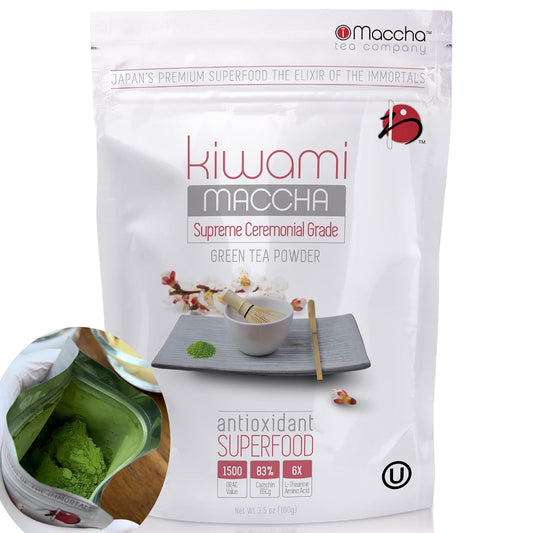 [iMaccha] Ceremonial Grade Matcha Green Tea Powder - 3.5 oz (100g) KIWAMI | Japanese matcha, first harvest. For tea ceremony, matcha latte, and daily health routines. No additives, non-GMO, gluten-free