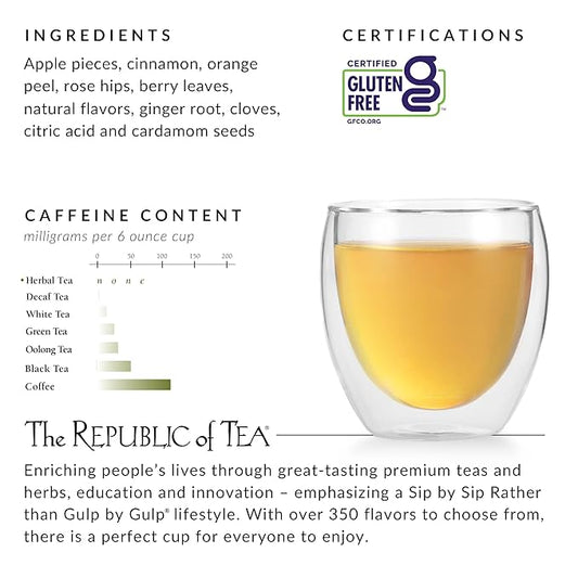 The Republic of Tea - Hot Apple Cider Tea, 36 Tea Bags, Tin | Harvest Herbal Blend | Caffeine-free (Pack of 2)