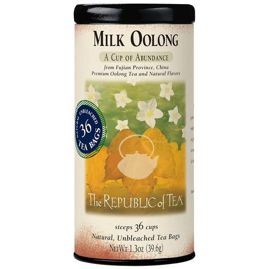 The Republic of Tea Milk Oolong Tea, Naturally Caffeinated, 36 Count | Made for morning or afternoon sipping. Silky oolong with a creamy aroma and smooth finish. Gluten Free.