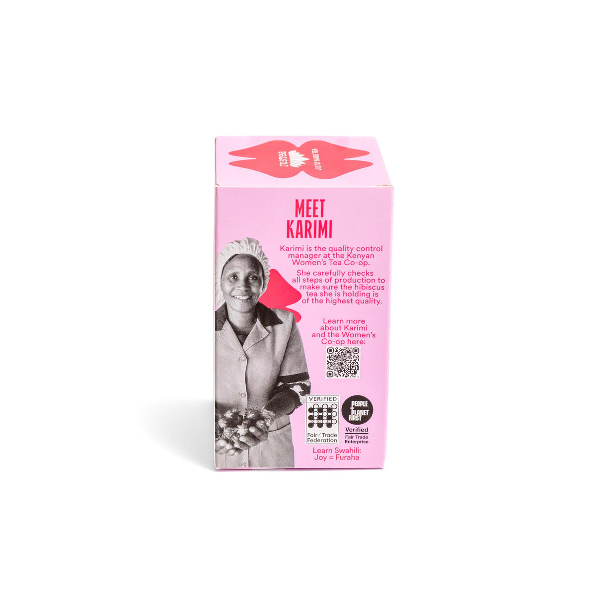 JusTea HIBISCUS GLOW Herbal Plastic-Free Tea Bags, 16 Cups, Caffeine-Free