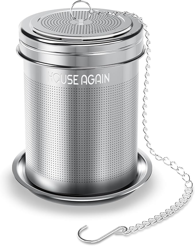 House Again Tea Infuser, Extra Fine Mesh Tea Strainers for Loose Tea, 18/8 Stainless Steel Tea Strainer with Extended Chain Hook