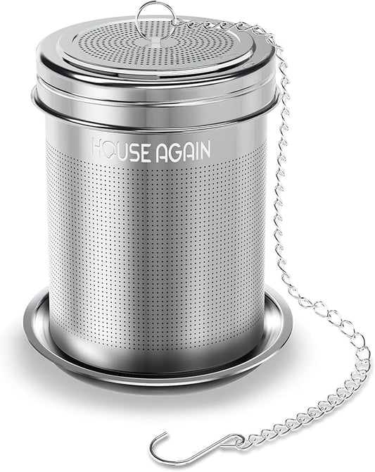 House Again Tea Infuser, Extra Fine Mesh Tea Strainers for Loose Tea, 18/8 Stainless Steel Tea Strainer with Extended Chain Hook