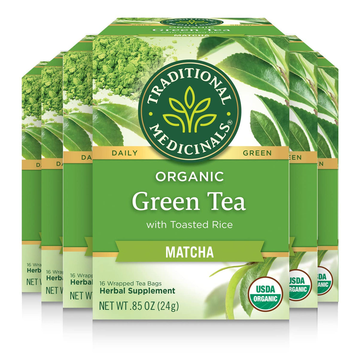 Traditional Medicinals Organic Green Tea Matcha Genmaicha, 96 Tea Bags