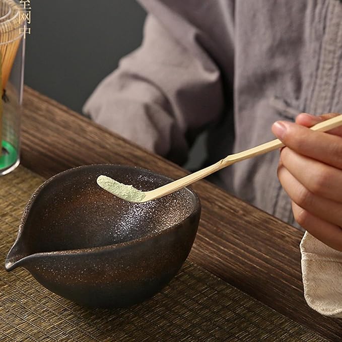 Matcha Whisk Kit Set of 4 includes Matcha Bowl, Matcha Bamboo Whisk, Scoop, Whisk Holder Tea Accessories Gift for Tea Lovers(Gilt Decor)