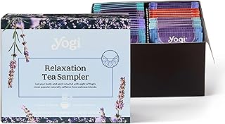 Yogi Relaxation Sampler Box (32 Tea Bags) - 8 Favorite Herbal Teas for Stress Relief & Sleep - Organic & Caffeine Free