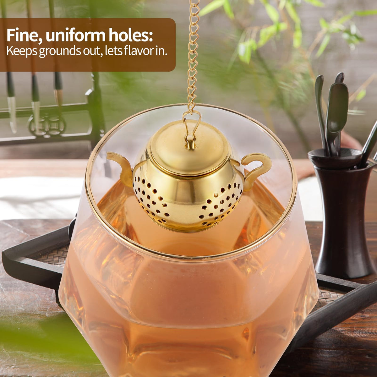MOIKKA-GC 2 Pack Tea Infusers with Spoon, Loose Leaf Tea Strainer, Teapot Design