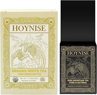 HOYNISE - Organic White Tea Loose Leaf - Moonlight White Tea - Naturally Smooth Flavor - High Elevation Grown - Rich in Antioxidants, 25 Cups/1.76oz