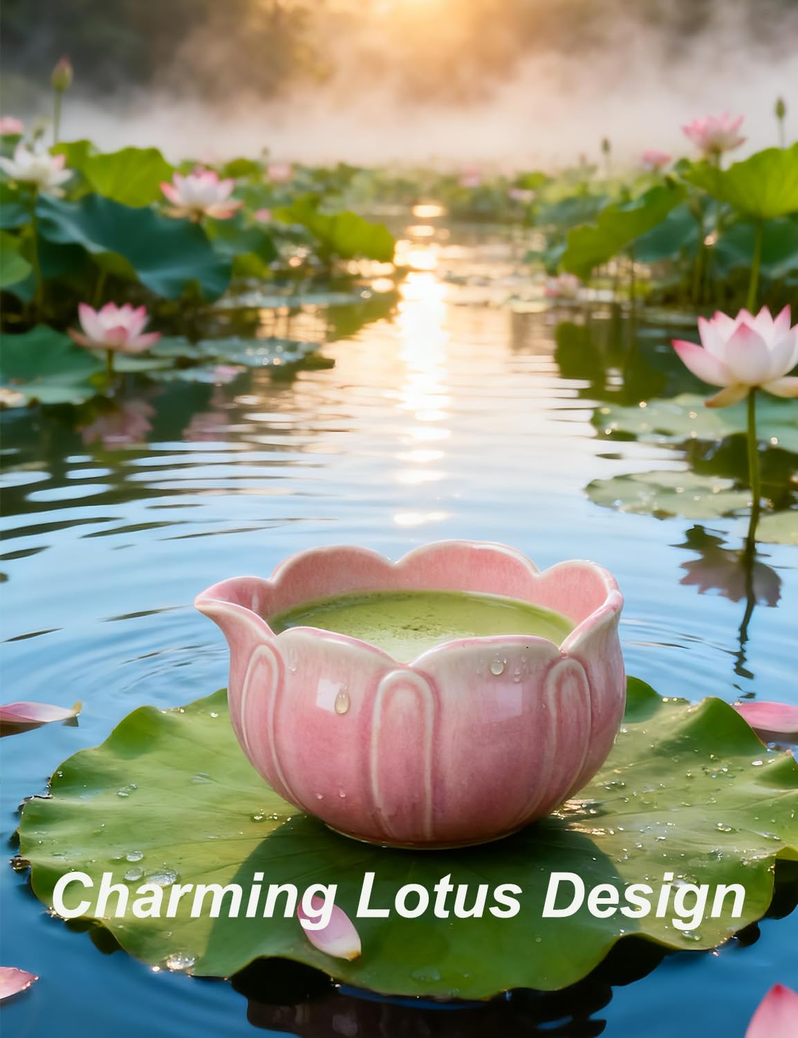 AURADYNE Matcha Set,9 Pcs Lotus Matcha Kit with Spout, Cute Matcha Gifts