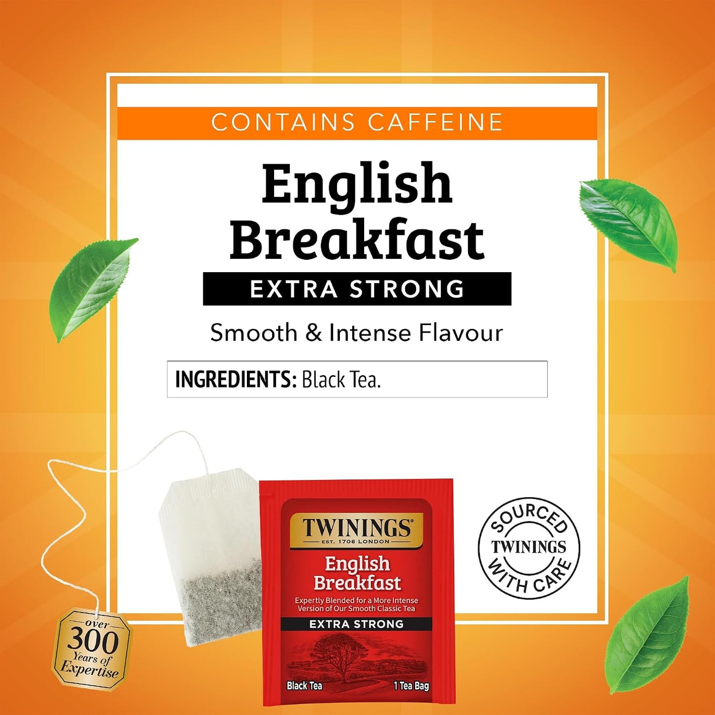 Twinings Extra Strong English Breakfast Black Tea Bags, 20 CT (1 Pack) | A Rich, More Intense Twist to Our Classic, Naturally Caffeinated, 20 Foil Lined Individually Wrapped Bags, Enjoy Hot or Iced