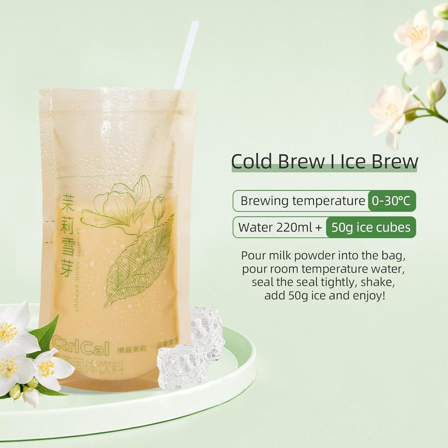 BESTORE Jasmine Sprou Milk Tea 0 Sucrose Brewing Tea Drink Hot or Cold Instant Milk Tea Mix On-the-go Packet (7 Packets, 5.43oz)