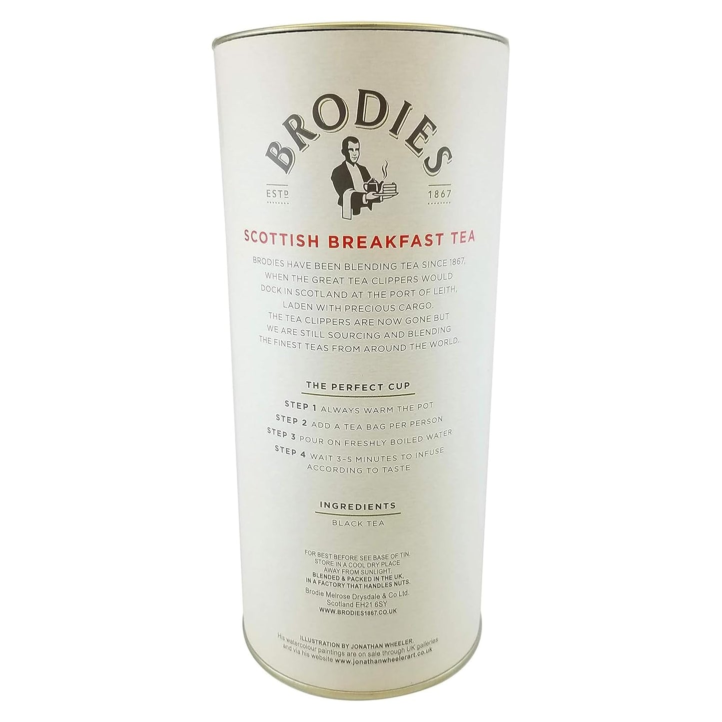 Brodies Tea, Scottish Breakfast Tea, Black Tea Imported from Scotland, Canister of 50 Bags (Pack of 1)