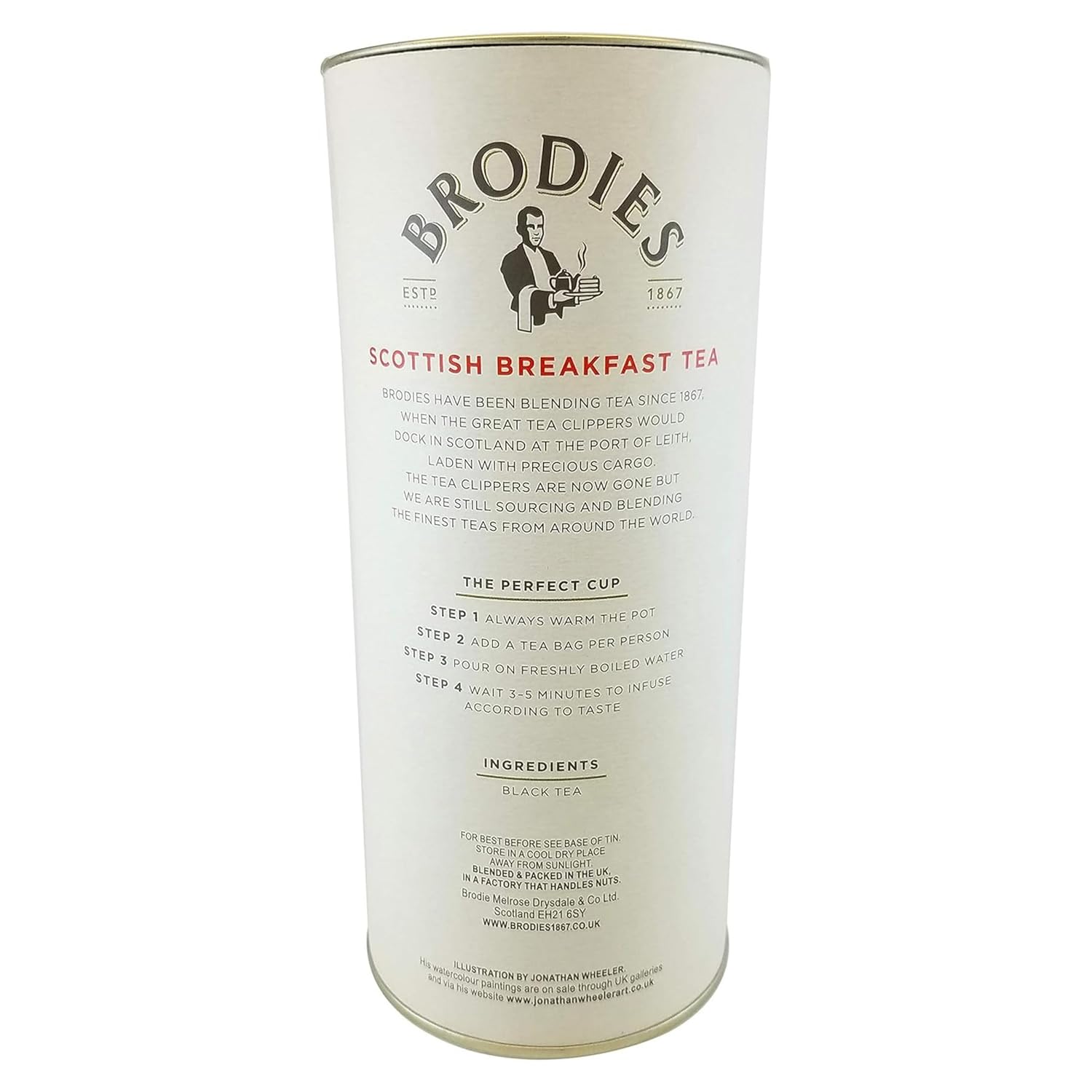 Brodies Tea, Scottish Breakfast Tea, Black Tea Imported from Scotland, Canister of 50 Bags (Pack of 1)