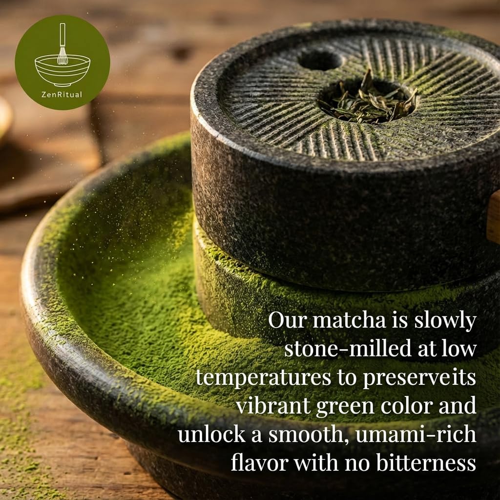 ZenRitual Matcha Powder Packets, 20 Single Serve Sticks, Ceremonial Grade