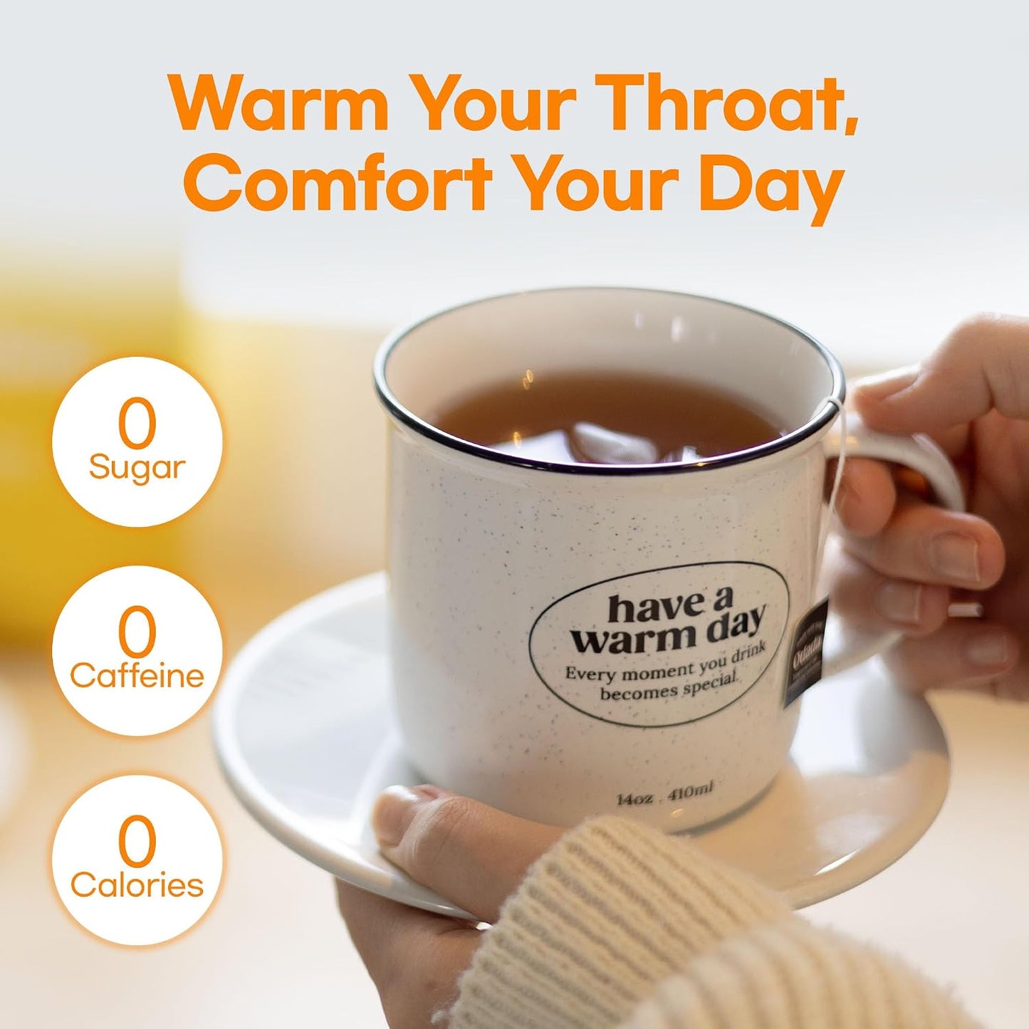 Odada Heart Warm Tea, with Korean Pear &amp; Bellflower Root, Caffeine-Free Herbal Blend for Throat Comfort &amp; Inner Warmth, 24 Count Seasonal Wellness Infusion