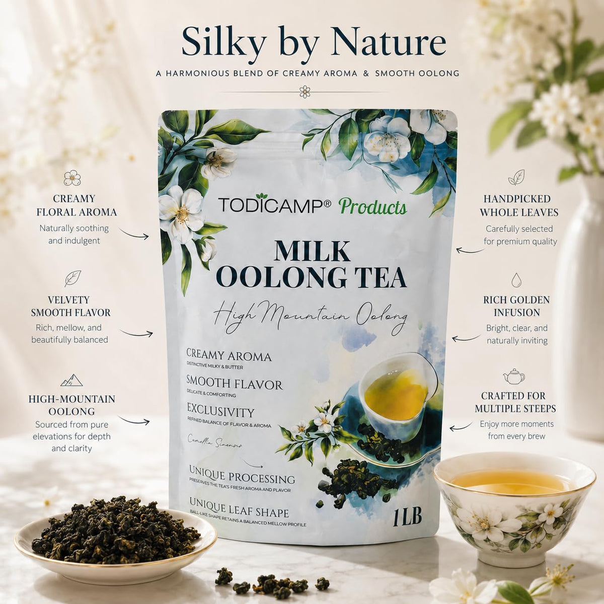 Milk Oolong Tea Loose Leaf – Premium Chinese Oolong Tea 1 lb | Double Milky Aroma &amp; Smooth Taste | Bulk Loose Leaf Tea Tin | Afternoon &amp; Asian Tea