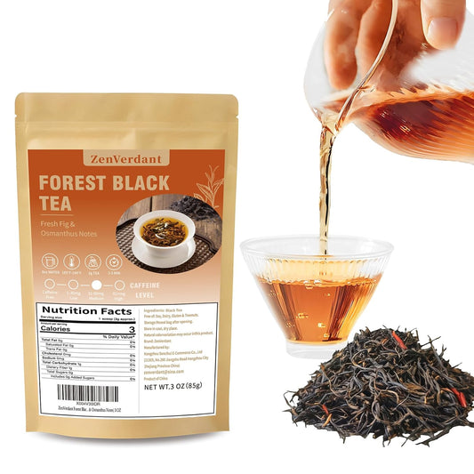 ZenVerdant Yunnan Forest Black Tea 3oz, Traditional Handcrafted Loose Leaf Tea with Natural Floral & Fruity Aroma