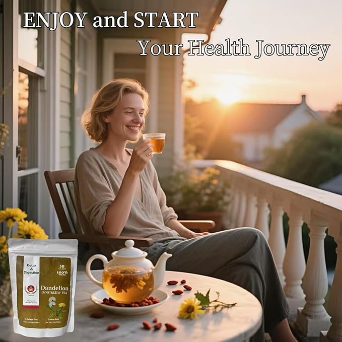 Eastrue Organic Dandelion Detox Tea,(150g/30TeaBags)-Dandelion Wolfberry Tea for Kidney & Liver Health, Caffeine Free Herbal Tea for Cleanse & Detox,Support Healthy Weight, All-Natural