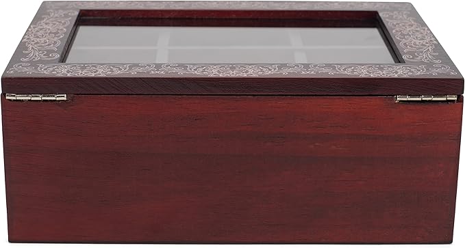 Cottage Garden Tea Cherry Woodgrain 9 x 6.25 Pine Wood Tea Storage Chest