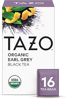 TAZO Organic Earl Grey Tea Bags, Black tea with Caffeine, 16 Total Tea Bags