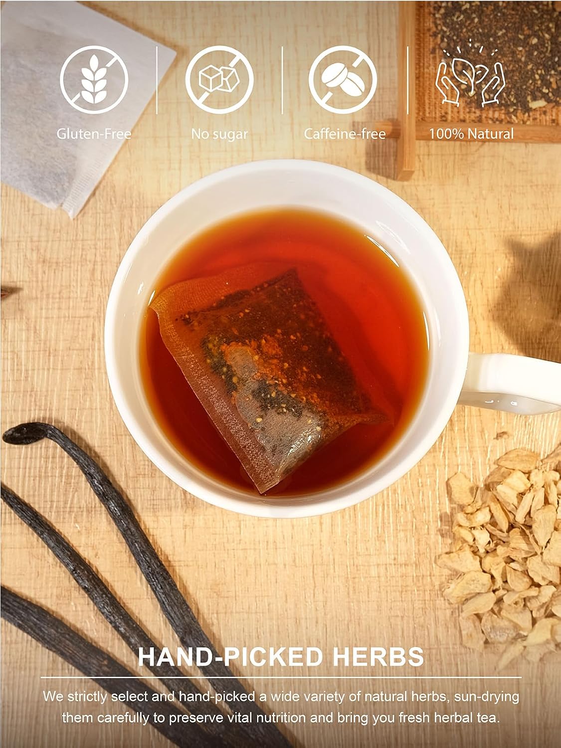 TeeLux Decaf Vanilla Chai Tea Bags, Spiced Black Tea Blend, 100 Count | Smooth Decaffeinated Black Tea with Cinnamon, Ginger, Cardamom &amp; Natural Vanilla Flavor, Enjoy Hot or Iced