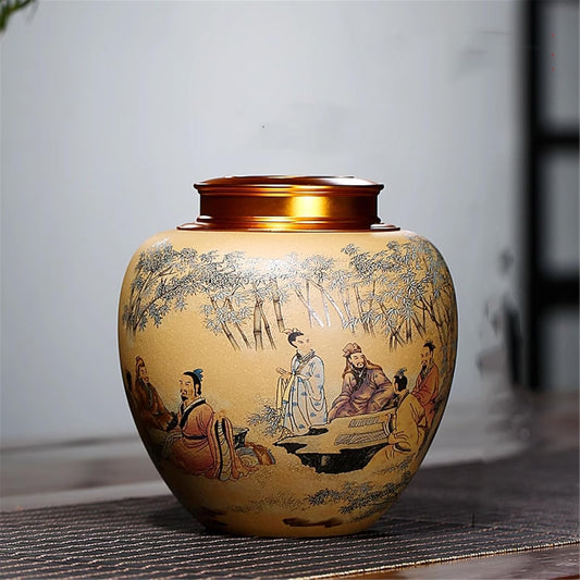 Sealed Vintage Ceramic Tea Jar for Pu'er & Loose Leaf Tea-style4