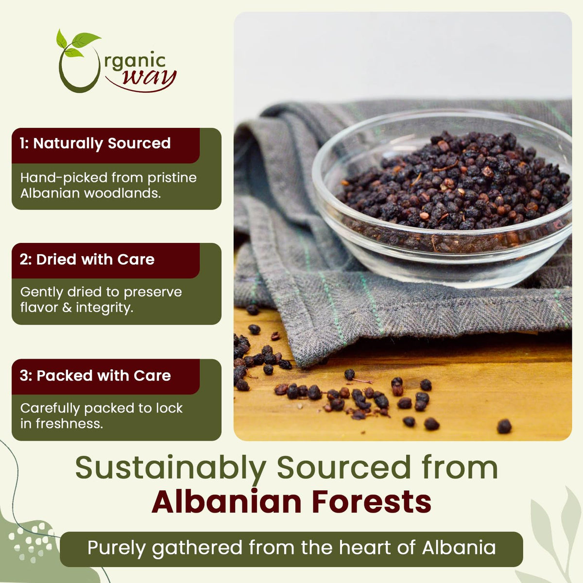Organic Way Dried Elderberry Whole - Herbal Tea (4 Oz)
