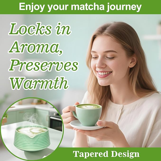Matcha Whisk Set, 6 Pcs Matcha Set Includes Matcha Bowl with Spout, Matcha Whisk (Chasen), Matcha Whisk Holder, Sifter, Bamboo Spoon & Scoop