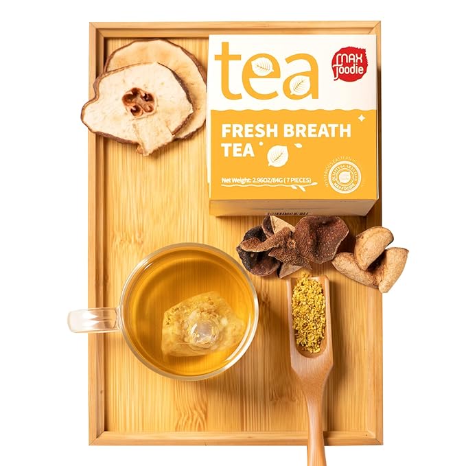 MAX Foodie Fresh Breath & Hydration Boost Herbal Tea – Osmanthus, Figs, Pear & Tangerine Peel, 7 Tea Bags (70g, 10g/bag)