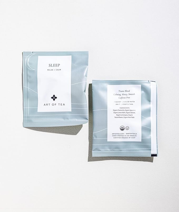 Art of Tea, Organic Sleep Tea (Chamomile Tea with Valerian and Spearmint), 50 Count, Relaxtion and Sleepy Time tea
