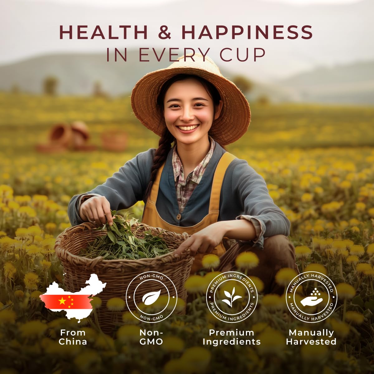 Dandelion Leaf Root Tea Bags 50 Count-100% Natural Caffeine Free Herbal Tea | Dandelion Herbal Tea For Liver, Gut &amp; Digestion, Full Spectrum Balance &amp; Vitality - Pure Ingredients, No Additives, Non-GMO