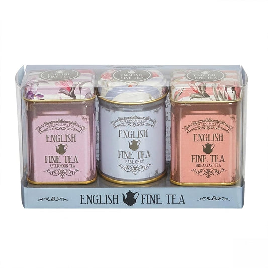 New English Teas Vintage Floral Mini Tea Tins with 2.5 oz Loose Leaf Tea | English Breakfast Tea + Earl Grey Blends, Black Tea, Gifts for Tea Lovers
