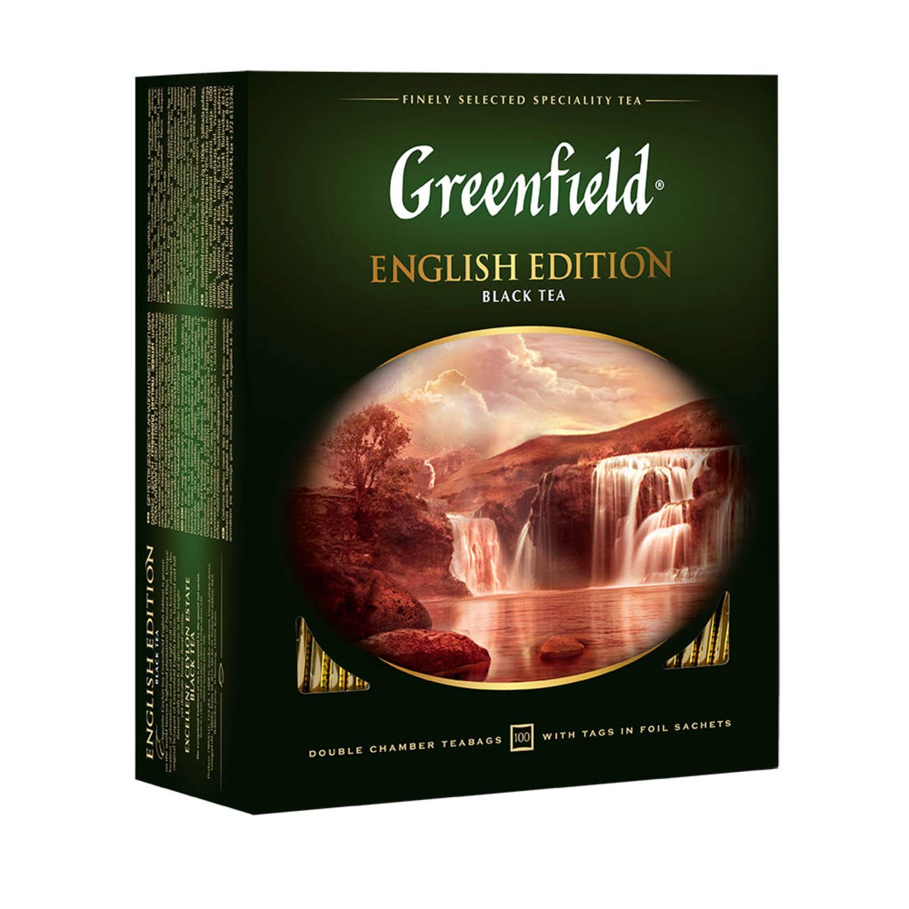 Greenfield English Edition Сlassic Collection Black Tea Finely Selected Speciality Tea 100 Double Chamber Teabags With Tags in Foil Sachets