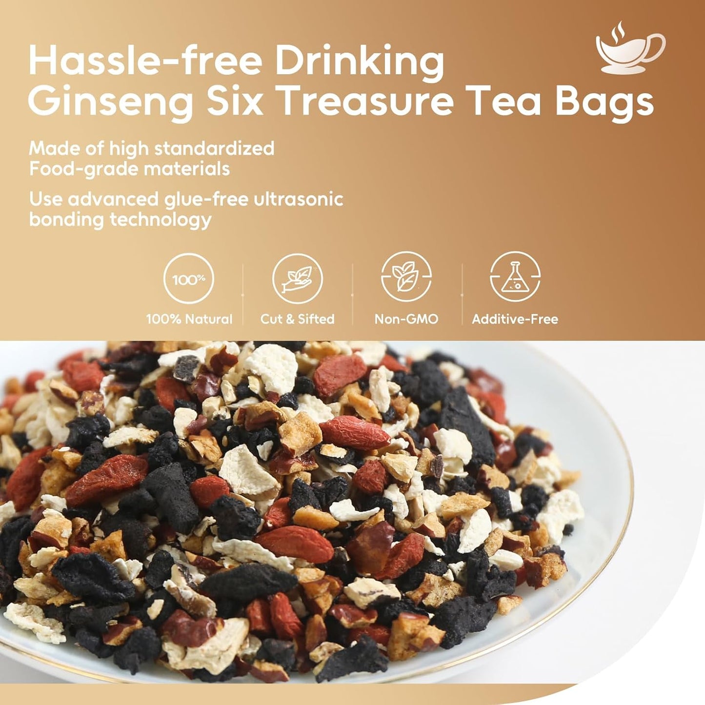 FullChea - Ginseng Six Treasure Tea Bags, 30 Ct, Traditional Herbal Blend