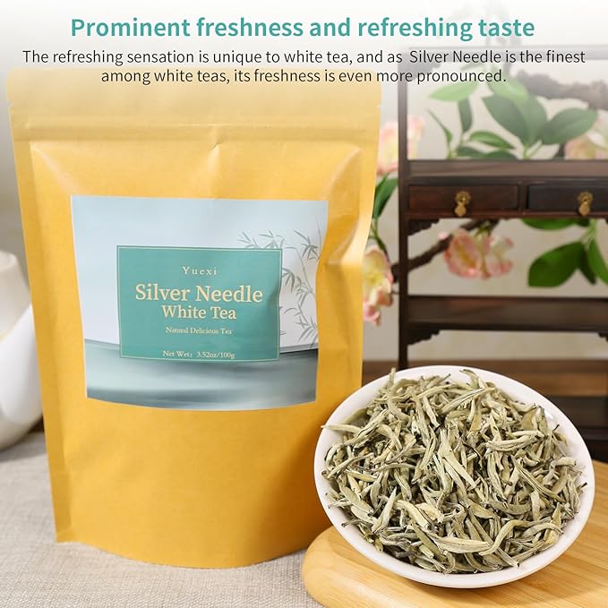 Yuexi White Tea Loose Leaf Grade AAA Tea Baihao Yinzhen Tea 100g/3.52oz 白茶 白毫银针 中国茶