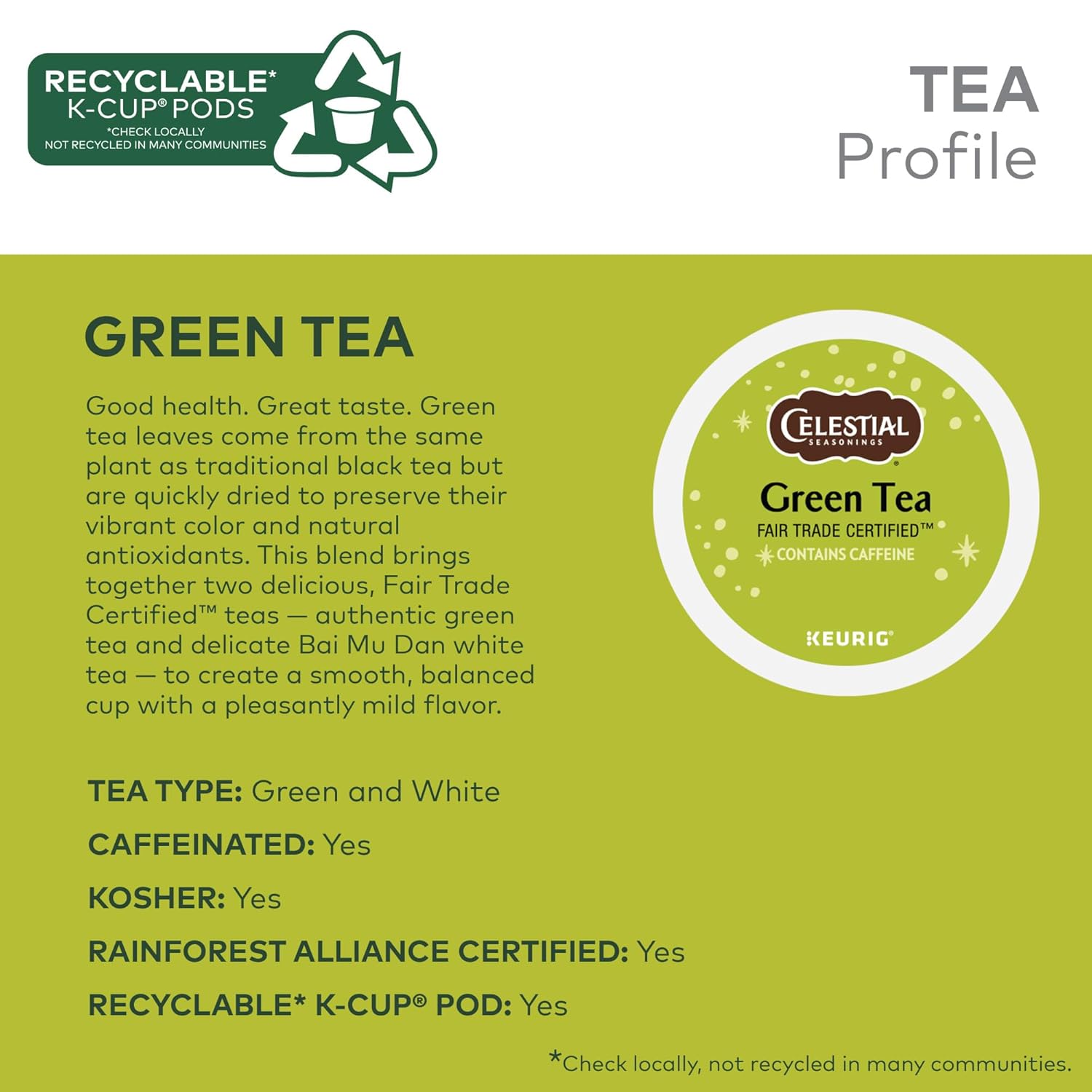Celestial Seasonings Green Tea, Single-Serve Keurig K-Cup Pods, 96 Count