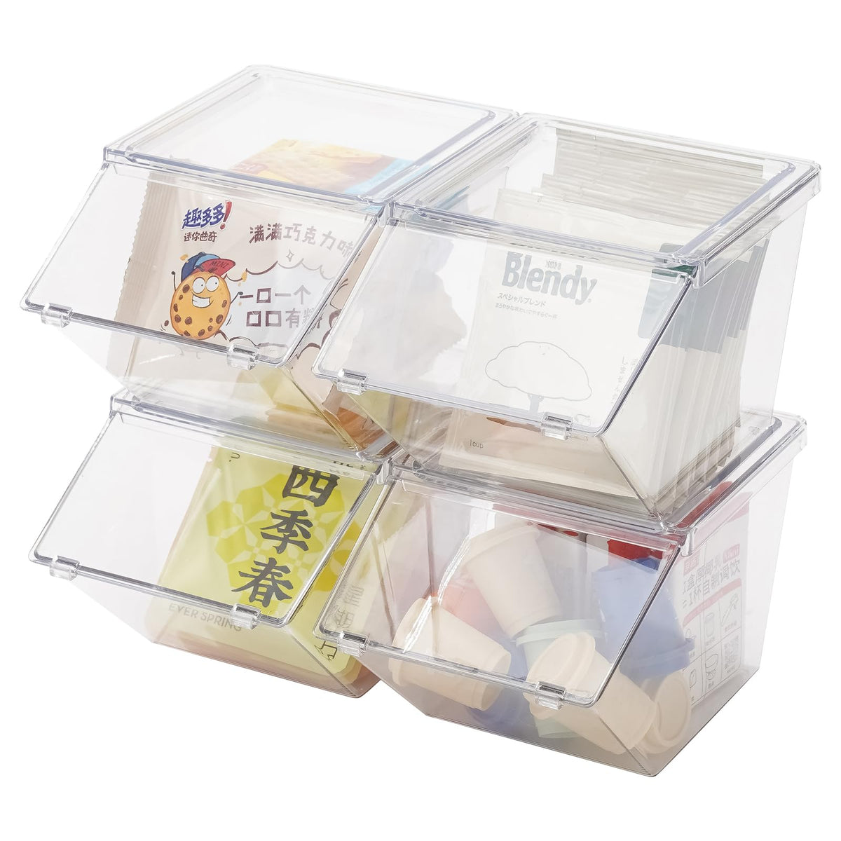 LLGWGL Front Opening Stackable Tea Bag Organizer, 4 Pack