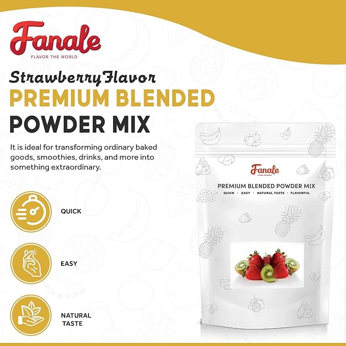Fanale Premium Strawberry Bubble Tea Flavoring Powder, Perfect for Baking, Smoothies, Desserts and Drinks