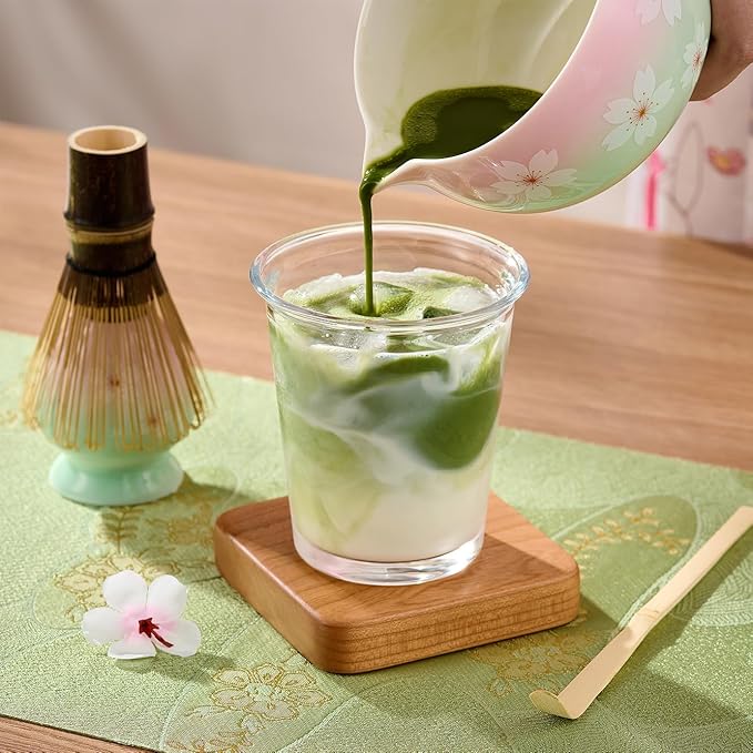 Matcha Whisk Set – Japanese Tea Ceremony Kit with Ceramic Bowl, Purple Bamboo Whisk (Chasen), Holder, Sifter & Scoop – Complete Matcha Kit