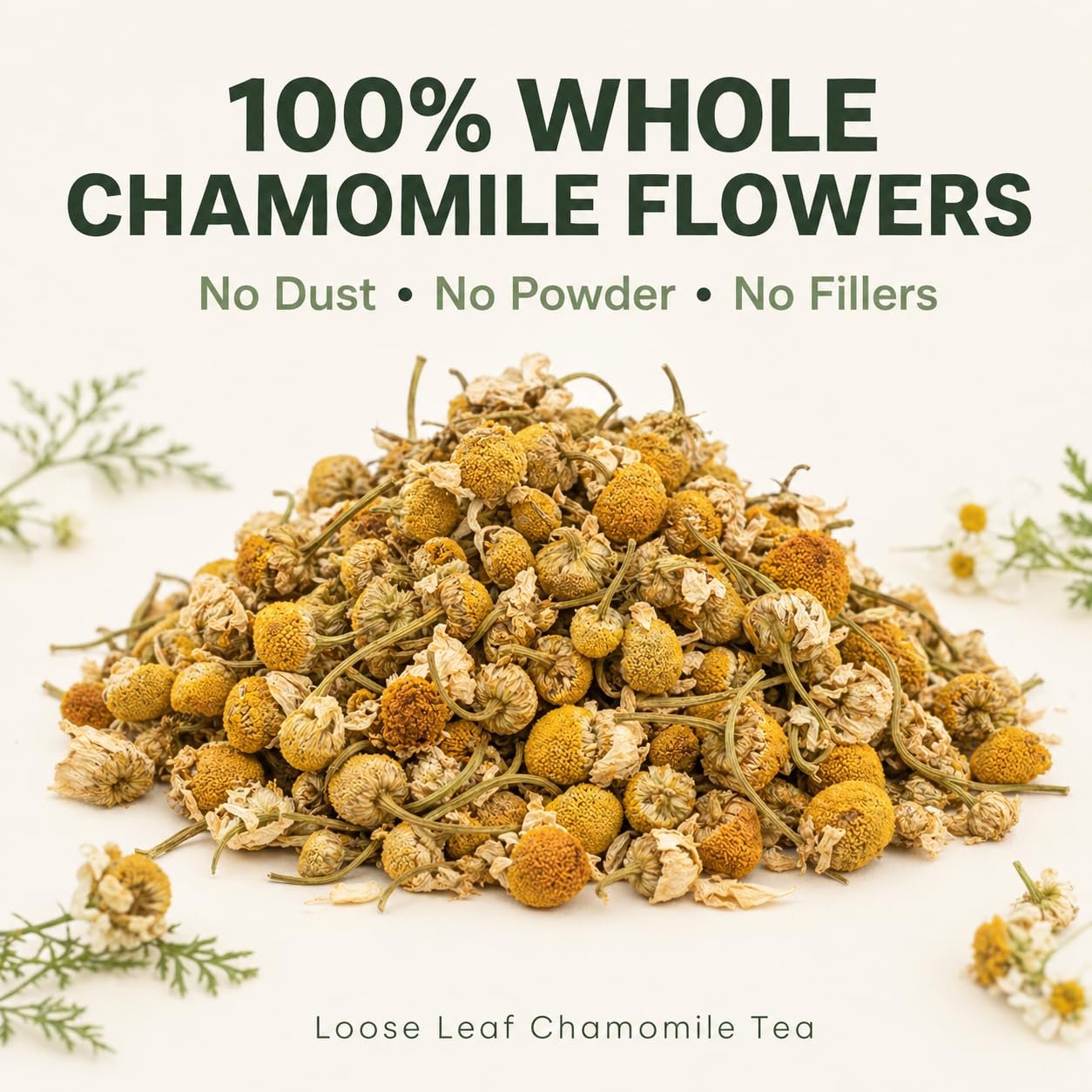 J Mac Botanicals Organic Chamomile Flowers (16 oz) – Whole Egyptian Chamomile Loose Leaf Herbal Tea, Caffeine-Free, Premium Dried Chamomile Flowers for Tea, Baths &amp; Blends