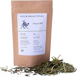 Silk Road Teas, Organic Loose Leaf Green Tea, Dragon Well, Longjing, Invigorating, Sweet & Chesnut Flavors, 1.5 ounces