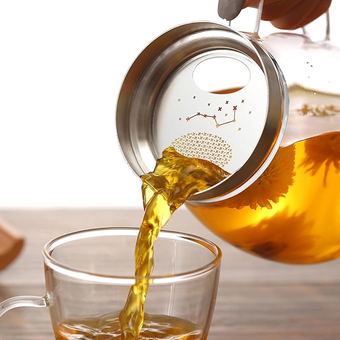 400ml (13.52 oz) Glass Teapot with Stainless Steel Strainer, Clear Teapot for Stovetop, Home, Office or Solo Tea Drinking